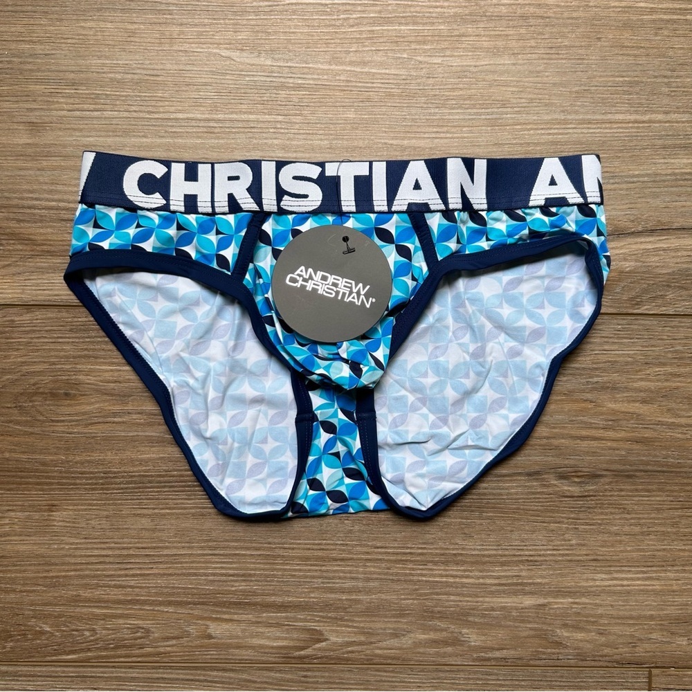 SOLD Andrew Christian | Mod Mosaic Brief with Almost Naked in Blue (Small)